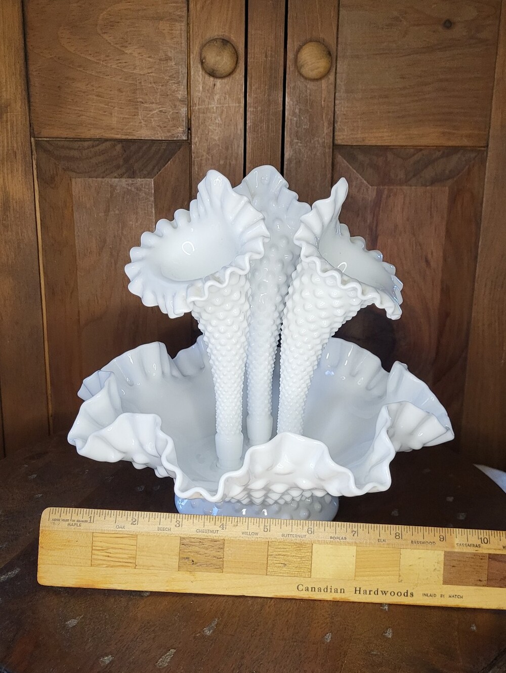 Fenton White Hobnail Milk Glass Epergne Centerpiece - Picture 5 of 12